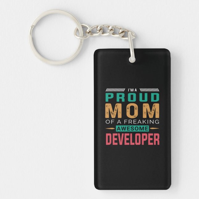 Mom Of Awesome Developer Keychain (Front)