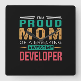 Mom Of Awesome Developer Square Wall Clock