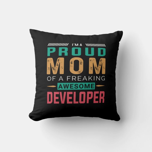 Mom Of Awesome Developer Throw Pillow (Front)
