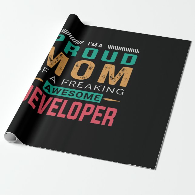 Mom Of Awesome Developer Wrapping Paper (Unrolled)