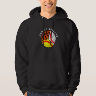 Mom Of Ballers  Baseball Softball Basketball Mom Hoodie