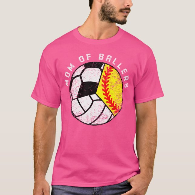 Mom Of Ballers Funny Softball Volleyball Soccer Mo T-Shirt (Front)