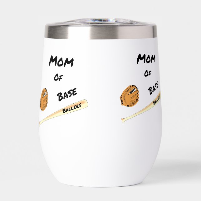 Mom of baseballers thermal wine tumbler (Front)