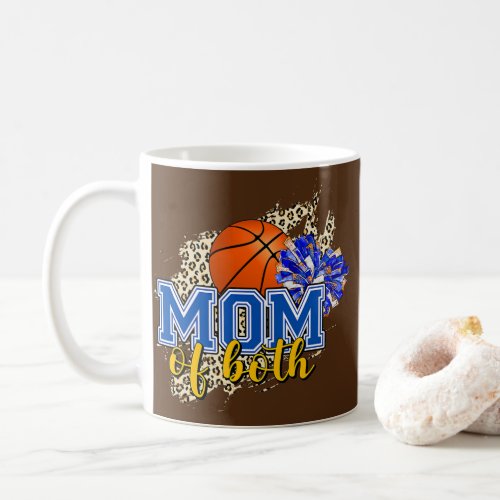 Mom of both basketball mom cheer mom leopard coffee mug