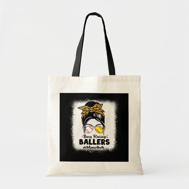 Mom of Both Busy Raising Softball - Baseball Tote Bag (Front)