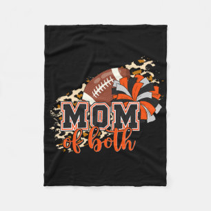 Mom Of Both Football Cheer Orange Black Pom Leopar Fleece Blanket