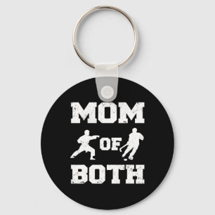 Mom Of Both Funny Hockey Karate Mom  Keychain