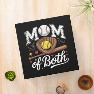 Mom of Both Game Day Baseball Softball 3 Ring Binder