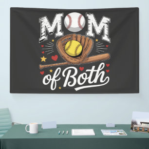 Mom of Both Game Day Baseball Softball Banner