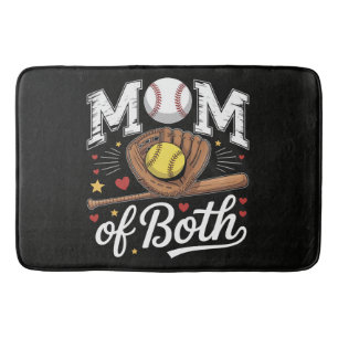 Mom of Both Game Day Baseball Softball Bath Mat