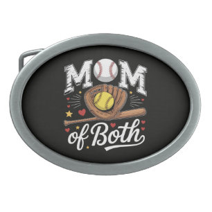 Mom of Both Game Day Baseball Softball Belt Buckle