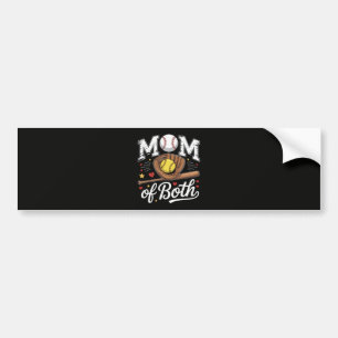 Mom of Both Game Day Baseball Softball  Bumper Sticker