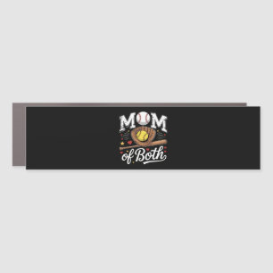 Mom of Both Game Day Baseball Softball Car Magnet