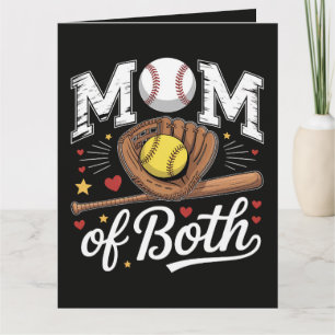 Mom of Both Game Day Baseball Softball Card