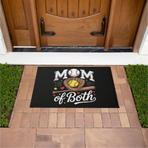 Mom of Both Game Day Baseball Softball Doormat
