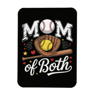 Mom of Both Game Day Baseball Softball Magnet