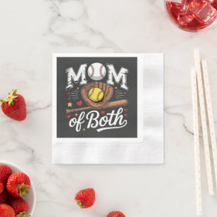 Mom of Both Game Day Baseball Softball Napkins