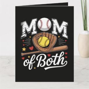 Mom of Both Game Day Baseball Softball Thank You Card