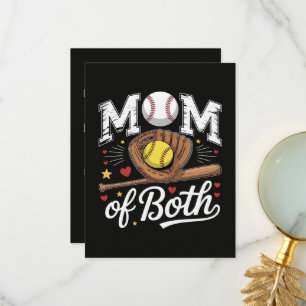 Mom of Both Game Day Baseball Softball Thank You Card