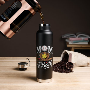 Mom of Both Game Day Baseball Softball Water Bottle
