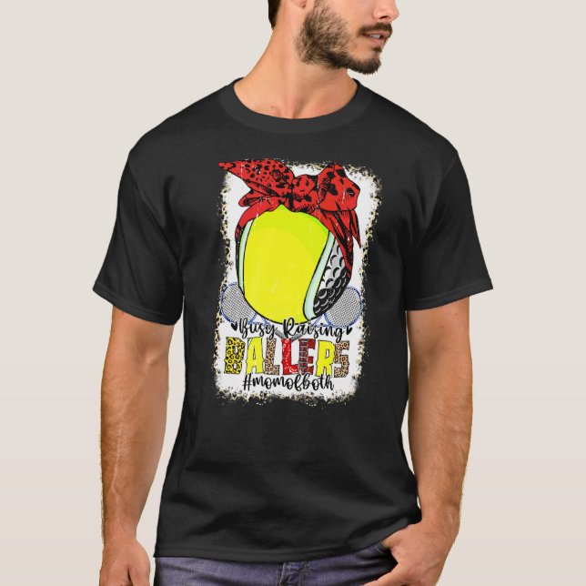 Mom Of Both Golf Tennis Busy Raising Ballers Mom L T-Shirt (Front)