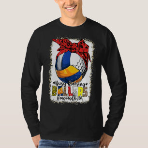 Mom Of Both Volleyball Golf Busy Raising Ballers M T-Shirt