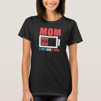 Mom Of Boy & Girl  From Kids Mothers Day Birthday T-Shirt