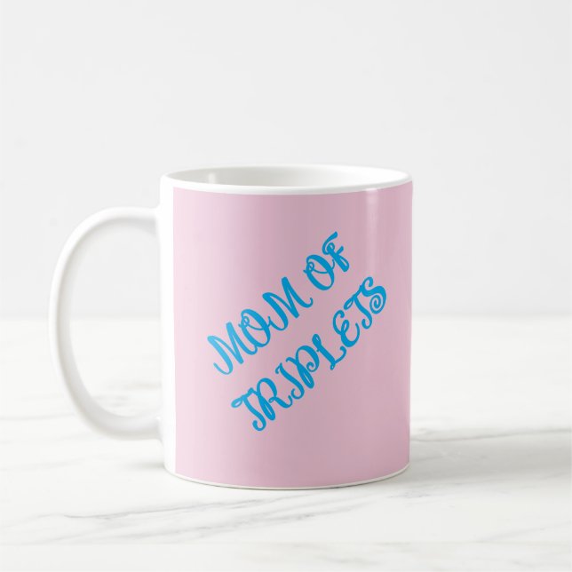 Mom Of Boy Triplets, Blue, Motivational Gift,  Coffee Mug (Left)