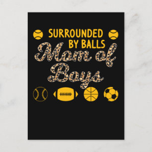 Mom of Boys Soccer Baseball Basketball Sons Postcard