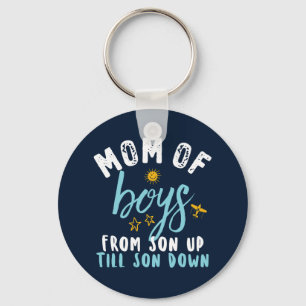 Mom of Boys Son Up To Son Down Funny Mother's Day Keychain