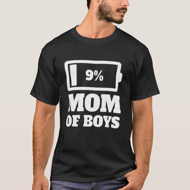 Mom Of Boys Sons Tired Mom Low Battery Energy Moth T-Shirt (Front)