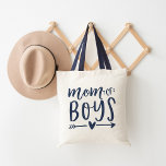Mom of Boys Tote Bag<br><div class="desc">Are you a mother to a brood of boys? Celebrate your boy mom status with this cute tote bag featuring the saying "mom of boys" in navy blue hand lettered typography with a heart and arrow illustration. Make a beloved mommy smile this Mother's Day with this simple design featuring trendy...</div>