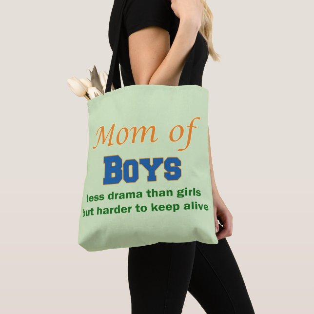 Mom of Boys Tote Bag (Close Up)