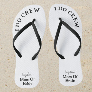 Mom Of Bride Black And White Name Flip Flops
