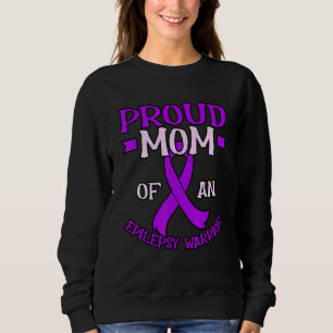 Mom Of Epilepsy Warrior Purple Ribbon Awareness Gr Sweatshirt