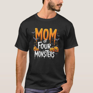 Mom of Four Monsters Halloween Art Swea T-Shirt