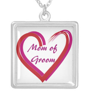 Mom of Groom Heart Gift Silver Plated Necklace