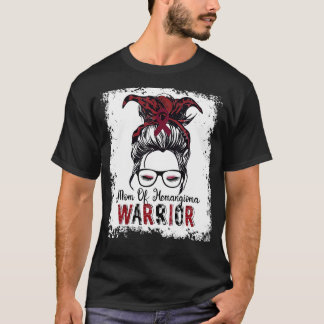 Mom Of Hemangioma Warrior  Messy Bun Burgundy Ribb T-Shirt