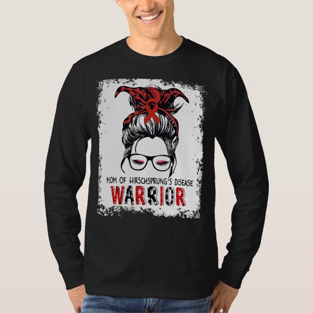 Mom Of Hirschsprung's Disease  Messy Bun Ribbon T-Shirt (Front)