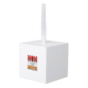 Mom of Monster Vintage Halloween Shirt Design_1 Cube Ornament