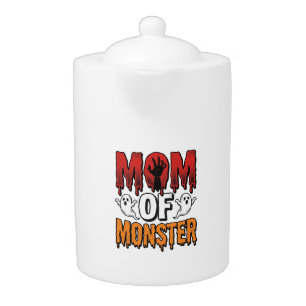 Mom of Monster Vintage Halloween Shirt Design_1 Teapot