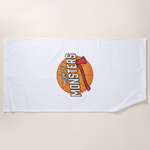 Mom of Monsters Vintage Basketball Mom Design_1 Beach Towel
