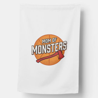Mom of Monsters Vintage Basketball Mom Design_1 House Flag