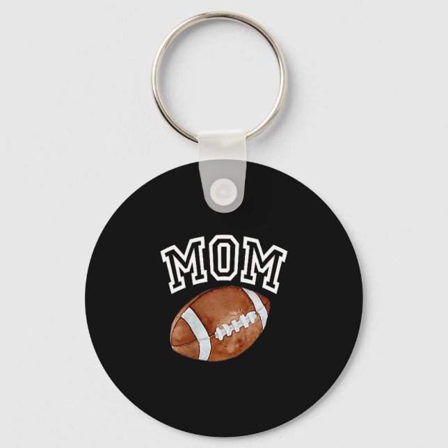 Mom Of The 1 Year Old Football Birthday Boy Family Keychain (Front)