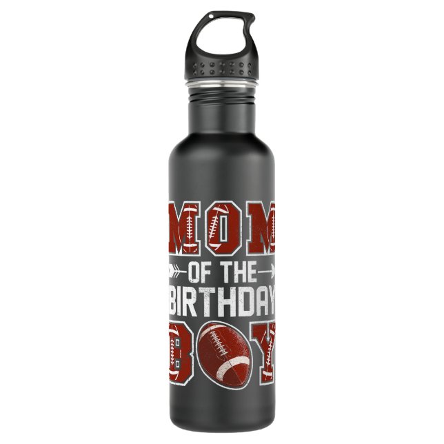Mom Of The Birthday Boy American Football Mother M Stainless Steel Water Bottle (Front)