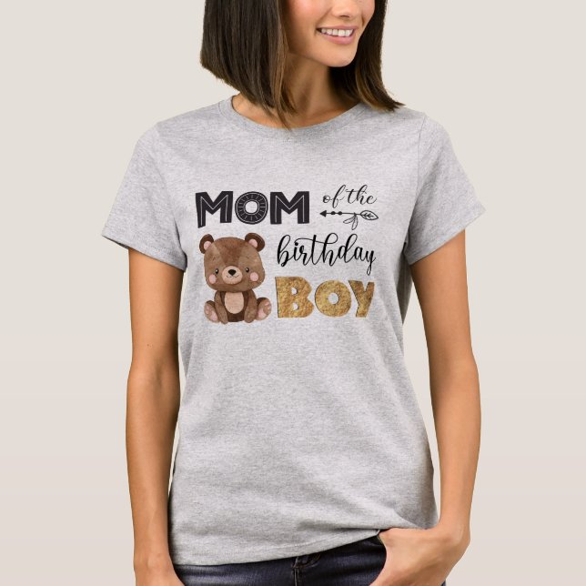 Mom of the Birthday Boy Baby Bear T-Shirt (Front)