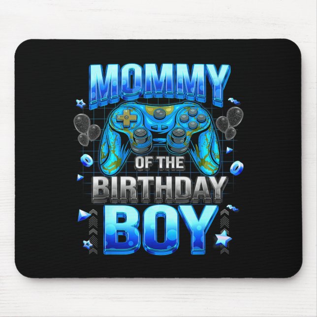 Mom Of The Birthday Boy Cool Gamer Funny Video Gam Mouse Pad (Front)