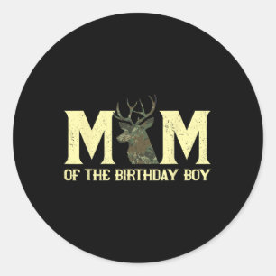 Mom Of The Birthday Boy Deer Hunter Camouflage Fla Classic Round Sticker