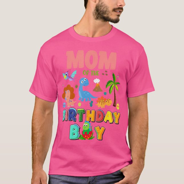 Mom Of The Birthday Boy Dinosaur T-Rex Matching Fa T-Shirt (Front)