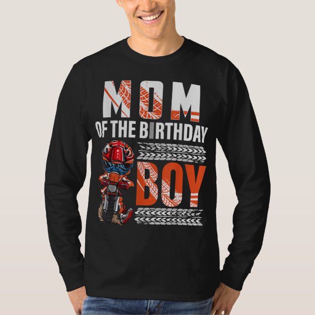 Mom of the Birthday Boy Dirt Bike B-day motocross  T-Shirt (Front)